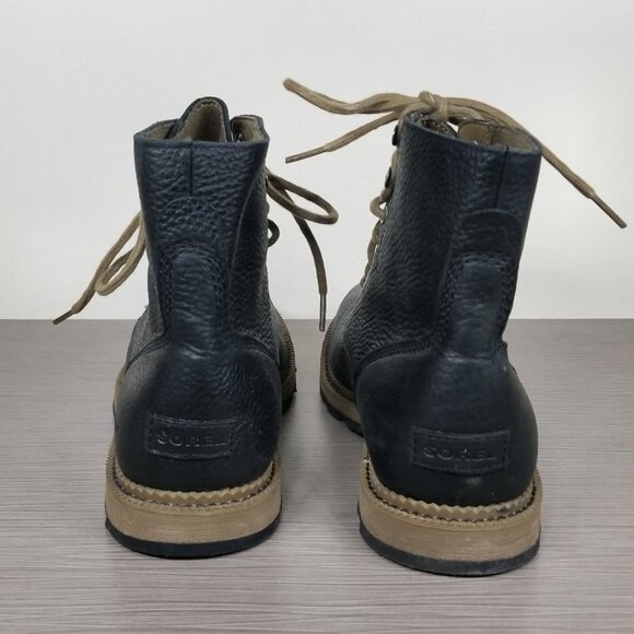 Sorel Madson 6 Lace-Up Boots, Black Pebbled Leather, Mens Size 8.5 / 41.5 - Picture 5 of 13